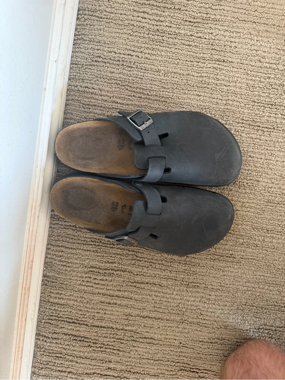 Birkenstock Black Slip-On Buckle Clogs